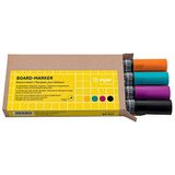 SIGEL BA011 Set van 4 glas/whiteboard markers, uitwisbaar, cap off"" inkt, Ø 2-3 mm bullet tips, 4 kleuren (zwart/turkoois/magenta/oranje)