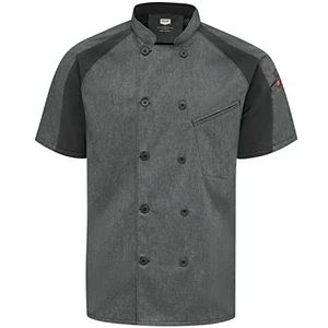 Red Kap Men's Airflow Raglan Chef Coat with Oilblok, Charcoal Heather with Charcoal/Black Mesh, X-Large