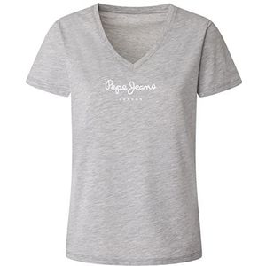 Pepe Jeans Wendy T-shirt met V-hals voor dames, Grijs (Grijs Marl), XS