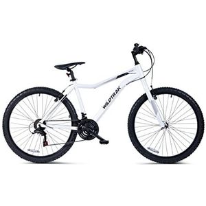 Wildtrak - Aluminium mountainbike, volwassenen, 26 inch, 18 versnellingen, Shimano-schakeling - wit