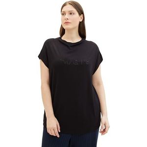 TOM TAILOR Dames Plussize T-shirt, 14482 - Deep Black, 46 NL