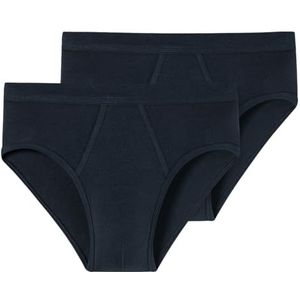 Schiesser Heren 2 stuks sportslip met gulp Essential fijn geribbeld ondergoed, Navy_205159, 5, Navy_205159, 5