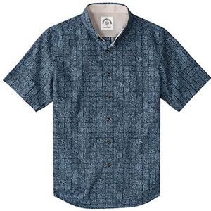 Dubinik® Vrijetijdshemden voor heren, korte mouwen, werkhemden, button down, hemd heren, korte mouwen, katoen, regular fit, Marineblauwe graffiti-print, XL