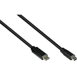 Good Connections USB 2.0 aansluitkabel - stekker USB C naar stekker Mini B (5-pin) - folie en gevlochten afscherming, koperen geleider - 5 m - zwart