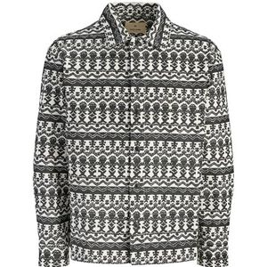 JACK & JONES Jprbluandy Print L/S Overshirt, zwart, L