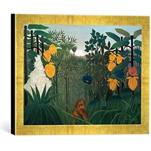Fotolijst van Henri Rousseau ""Die maaltijd des leeuwen"", kunstdruk in hoogwaardige handgemaakte fotolijst, 40x30 cm, Gold Raya
