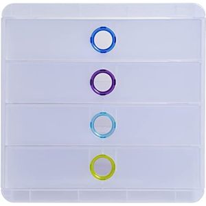 Exacompta - Ref. 314399D - Individuele box POP-BOX met 4 gesloten laden voor A4+ documenten - Afmetingen : Diepte 34,70 x Breedte 27,80 x Hoogte 26,70cm - Chromaline 4 geassorteerde kleuren