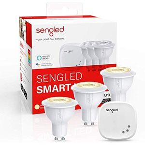 Sengled Element Classic starterset, 3 GU10 spot + 1 hub, warmwit licht (2700 K), 350 lm vervangt 50 W, dimbaar via app, compatibel met Amazon Alexa, synthetisch, 5,2 W, wit, kit