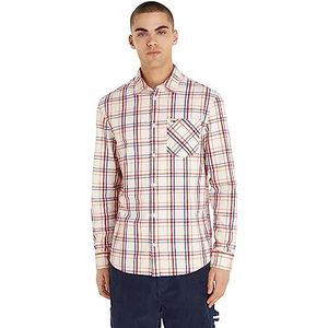 Tommy Jeans Casual overhemden voor heren, Wit (Oud Wit Geruit), M