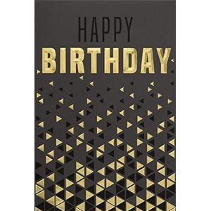 bsb Verjaardagskaart verjaardagsgroeten verjaardagswensen - Happy Birthday ruiten - envelop goud