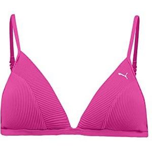 PUMA Dames Ribbed Triangle Bikini Top, neon roze, XL, neonroze, XL