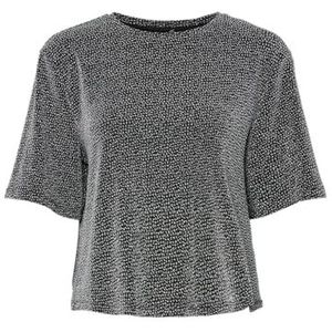 Pieces - Pcjina Ss Oversize Tee Jrs - T-shirt - Zwart/Silver Lurex