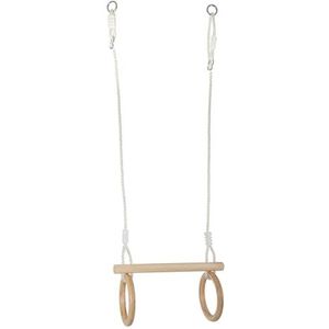 small foot 11909 Trapeze w/houten gymnastiekringen, voor montage op schommel of klimuitrusting, voor kinderen vanaf 3 jaar speelgoed, bruin, normaal