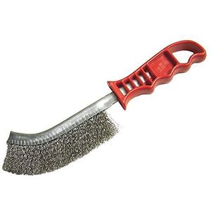 Faithfull FAIWBHANDS Krabborstel van staal met krimpdraad, rood, 25 cm lang