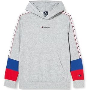 Champion Legacy Retro Sport B-Spring Terry Sweatshirt met capuchon voor kinderen en jongens, grijs gemêleerd/elektrisch blauw/rood, 11-12 jaar