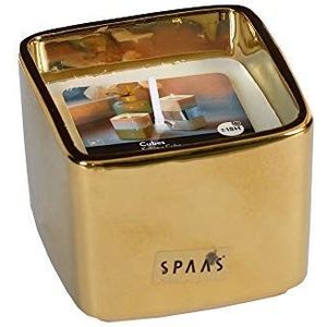 SPAAS Geurloze kaars in goud porseleinen cube, ± 18 uur - wit