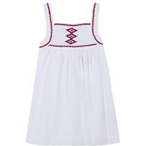 Gocco meisjes borduurwerk jurk, Optisch wit, 5-6 Jaren
