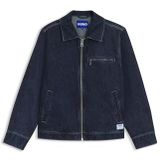 Jack van blauw denim met ritssluiting en borstzak