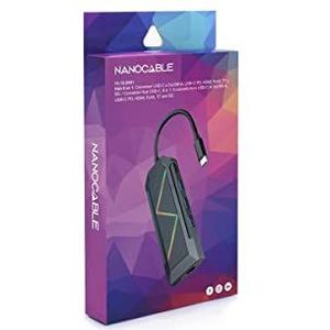 Nanocable 10.16.0801 laptop dock & poortreplicator Bedraad USB 3.2 Gen 1 (3.1 Gen 1) Type-C Zwart