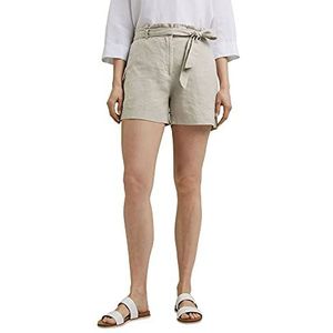 ESPRIT Van 100% linnen: shorts met riem, 287/zand 3, 36