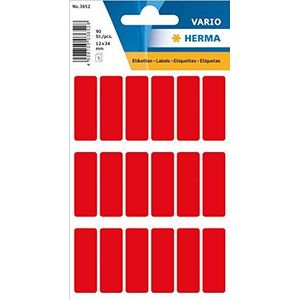 HERMA 3652 multifunctionele etiketten klein (12 x 34 mm, 5 velles, papier, mat) zelfklevend, permanent klevende huishoudelabels voor handschrift, 90 stickers, rood