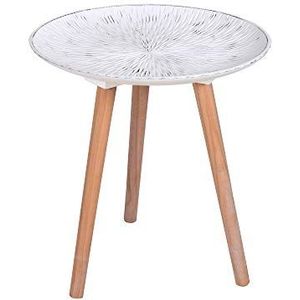 CRIBEL Model Sharm Coffee Table volledig van hout met witte plaat in vintage stijl, hoogte 42 cm