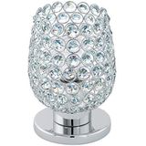 EGLO Bonares 1 Tafellamp, 1-lichts, modern, elegante tafellamp van staal en kristal in chroomkleur/transparant, voor eettafel en woonkamer, lamp met s