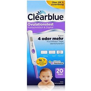 Clearblue Vruchtbaarheids ovulatie testkit geavanceerd en digitaal Bewezen verdubbelt de kans om zwanger te worden, 1 digitale teshouder en 20 tests