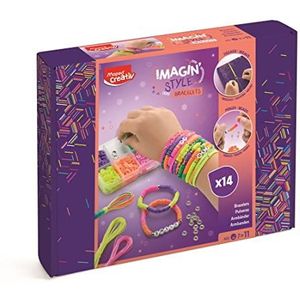 MAPED Creativ - Imagin'Style Neon armbanden – geleid weefsel voor het maken van sieraden – activiteit om 14 geweven armbanden met Heishi-kralen te maken – voor kinderen vanaf 7 jaar
