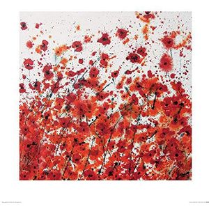 The Art Group Simon Fairless (Rode en Oranje Bloemen) -Art Print 60 x 60cm, Papier, Multi kleuren, 60 x 60 x 1,3 cm