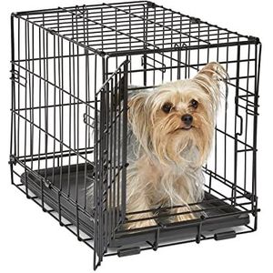 MidWest Homes for Pets iCrate model 1518 hondenbox, ca. 46 cm lang, met enkele deur, lekvrije bodemplaat, bodembeschermingsvoetjes, scheidingsinzet en gepatenteerde functies, zwart