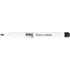 KREUL 90418 - Textielstift, zwart, textielstift met fijne punt voor contouren en fijne uitwerkingen alsook voor ondertekening, fixeert in lucht