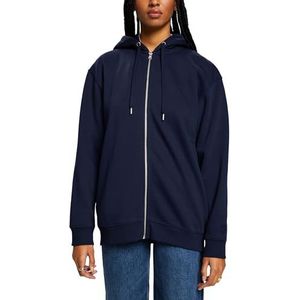 ESPRIT Gerecycled: oversized hoodie met ritssluiting, 400/marineblauw, L