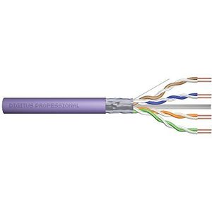 DIGITUS 305 m Cat 6 Netwerkkabel - F-UTP Simplex - BauPVO Eca - LSZH Halogeenvrij - 250 MHz koper AWG 23/1 - PoE+ Compatible - LAN-kabel Installatiekabel Ethernetkabel - Paars