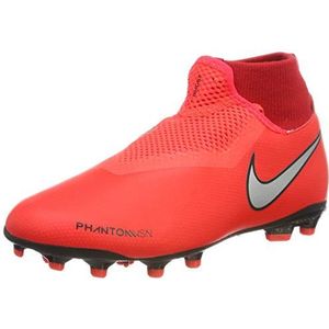Nike Jr Phntom Vsn Academy DF Fg/MG, indoor-voetbalschoenen, uniseks, Veelkleurig Bright Crimson Metallic Silver 600, 35.5 EU
