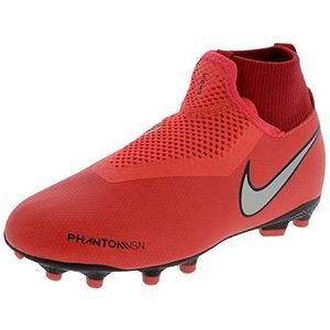 Nike Jr Phntom Vsn Academy Df Fg/Mg Voetbalschoenen voor kinderen, uniseks, Meerkleurig Bright Crimson Metallic Silver 600, 32 EU
