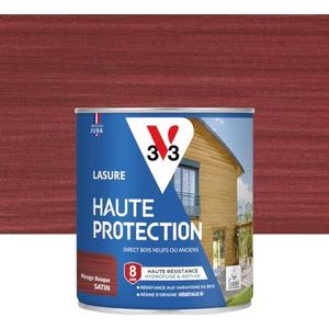 V33 Houtbeits voor buiten, Baskisch rood, satijn, hoge bescherming, 8 jaar, hoge water- en uv-bestendigheid, bestand tegen houtveranderingen, Ecolabel, hars van plantaardige oorsprong, 0,75 l