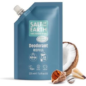 Salt of the Earth Navulzakken voor natuurlijke deodorant, 3 toepassingen, oceaan en kokosnoot, veganistisch, langdurige bescherming, geproduceerd in het Verenigd - 225ml