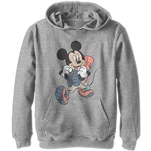 Disney Characters Hiker Mickey Boy's Hooded Pullover Fleece, Athletic Heather, Small, Athletic Heather, S