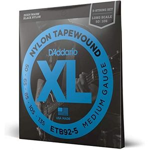 D'Addario ETB92-5 Stringset Tapewound 5-String Bass Medium 50-135 Long Scale