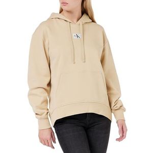 Calvin Klein Jeans Vrouwen geweven label oversized hoodie sweatshirts, Warm zand, XS