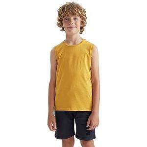 DeFacto Tanktop voor kinderen, stijlvol en comfortabel mouwloos shirt voor actieve kinderen, geel, 7-8 Jaar