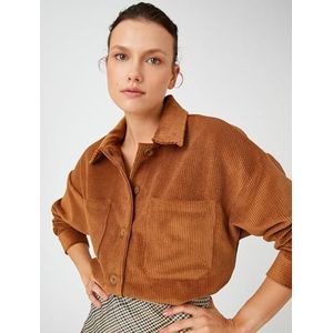 Koton Oversized damesshirt, geribbeld fluweel, camel (130), 42