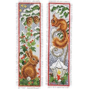 Vervaco Set van 2 bladwijzers konijn en eekhoorn, wit, ca. 6 x 20 cm, 2 stuks