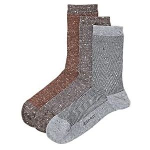 ESPRIT Dames Sokken Herringbone 3-Pack W SO Katoen Zijde Gedessineerd 3 paar, Veelkleurig (Sortiment 0020), 36-41