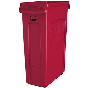 Rubbermaid Commercial Products 1956189 Vented Slim Jim afvalbak, kunststof, 87 l, rood