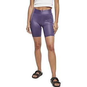 Urban Classics Fietsbroek voor dames, imitatie, leer, fietsshorts, knielange leggings voor vrouwen, in 3 trendy kleurvarianten, maten XS - 5XL, donker duskviolet, L