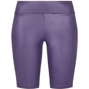 Urban Classics Fietsbroek voor dames, imitatie, leer, fietsshorts, knielange leggings voor vrouwen, in 3 trendy kleurvarianten, maten XS - 5XL, donker duskviolet, XS