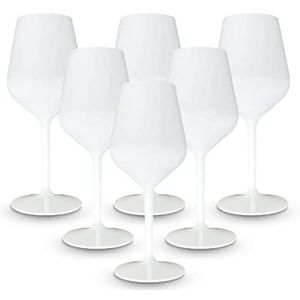 BRYNA Wijnglas 33 Cl van polycarbonaat (hard plastic), 100% Italiaans design, onbreekbare glazen, herbruikbaar en vaatwasmachinebestendig, wit