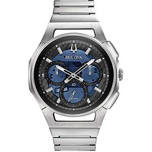 Bulova Heren analoog automatisch horloge met roestvrijstalen armband 96A205, zwart, armband